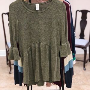 Army green knit top